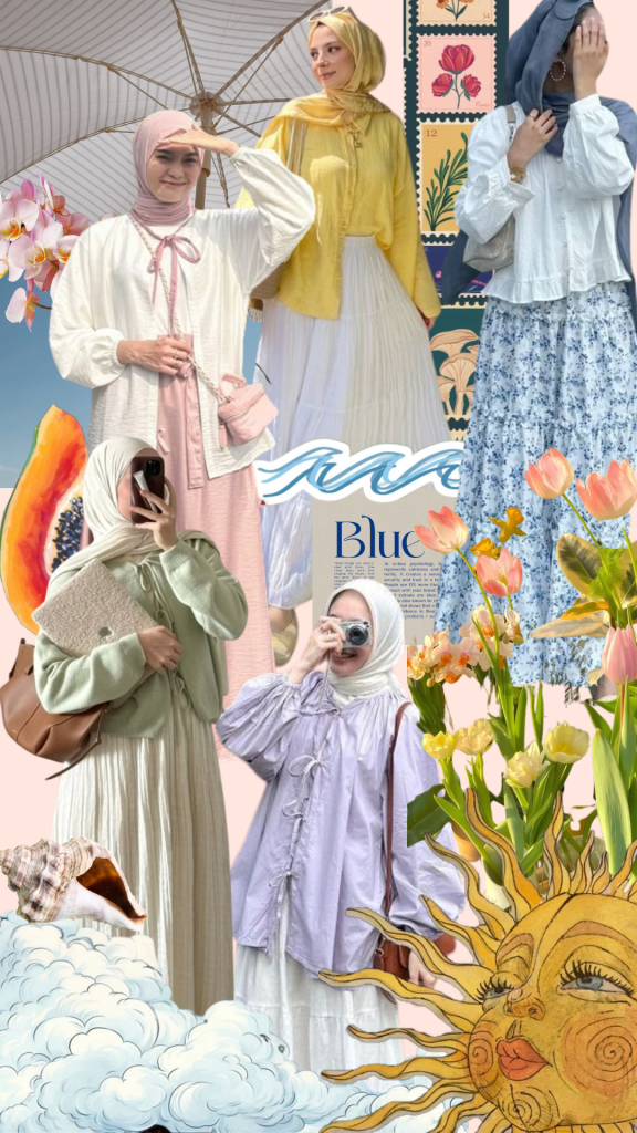 collage of summer vibe and hijabi modest fashion styles