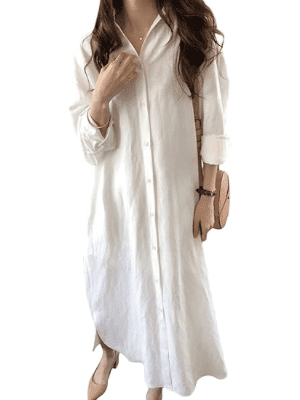 Themodestdiary maxi shirt dress buttons down